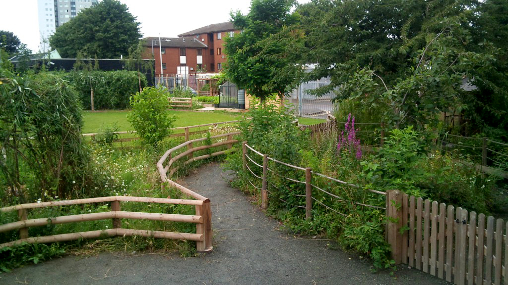 View into the Northbury school garden areas